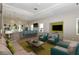 Inviting clubhouse living room with plush seating, a bar, and a TV for relaxing and socializing at 11502 Golden Bay Pl, Bradenton, FL 34211