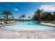 Beautiful community pool with a zero entry point, palm trees, and plenty of lounge seating at 11502 Golden Bay Pl, Bradenton, FL 34211