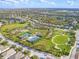 Panoramic aerial shot of the community with parks, tennis courts, playgrounds and pond views, offering a vibrant lifestyle at 11714 Forest Park Cir, Bradenton, FL 34211