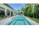 Modern home with a luxurious pool and lush tropical landscaping in the backyard at 1607 Flower Dr, Sarasota, FL 34239