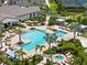A lavish resort style community pool, spa and lounging area with plenty of palm trees and shade at 18317 Gulf Ranch Pl, Bradenton, FL 34211