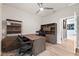 Well-appointed office space featuring a modern desk, ample storage, and neutral décor with wood-look flooring at 18317 Gulf Ranch Pl, Bradenton, FL 34211