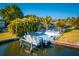 Waterfront property featuring a private boat dock for easy access to boating and water activities at 2159 Constitution Blvd, Sarasota, FL 34231