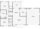 Floor plan showing layout of bedrooms, bathrooms, kitchen, living room, lanai, laundry and garage at 2801 21St W Ave, Bradenton, FL 34205