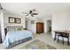 Bright bedroom with a ceiling fan and a neutral color palette at 3426 Brookline Dr, Sarasota, FL 34239