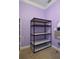 Walk-in closet featuring functional metal shelving against a purple wall for efficient organization at 4951 Brightstone Pl, Spring Hill, FL 34609