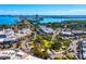Stunning aerial view showcasing St. Armands Circle, a vibrant destination with beautiful architecture and lush landscaping at 6110 Country Club Way # 102, Sarasota, FL 34243
