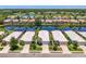 Scenic aerial view of the neighborhood homes, situated on canals, and backing up to a golf course at 8731 52Nd E Dr, Bradenton, FL 34211