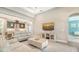 Spacious living room open to kitchen, featuring high ceilings, neutral colors, and modern furnishings at 11603 Bluebird Pl, Lakewood Ranch, FL 34211