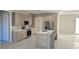 Contemporary kitchen with an island, stainless steel appliances, stylish cabinets, and hardwood floors at 2323 Zuyder Ter, North Port, FL 34286