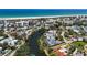 Beautiful aerial view of waterfront property, canal access, and proximity to the beach at 30 Island Cir, Sarasota, FL 34242