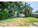 Lush backyard with mature trees and tropical plants, offering a private and serene outdoor space at 302 Pavonia Rd, Nokomis, FL 34275