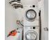 Stacked, modern Bosch washer and dryer at 3214 Sycamore Ter, Sarasota, FL 34237