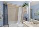 Neat bathroom with a shower and tub, medicine cabinet and sink with ample counter space at 4109 Carriage Dr # 23, Sarasota, FL 34241