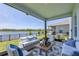 This patio has a variety of furniture and a scenic view of the water at 4524 Pippin Ln, Lakewood Ranch, FL 34211