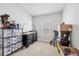 Storage Room with a metal shelving unit, workbench, black tool chest, and supplies at 4524 Pippin Ln, Lakewood Ranch, FL 34211