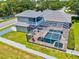 Aerial view of a home, pool, outdoor patio and surrounding landscape at 5373 Anthony Ln, Sarasota, FL 34233