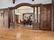 Formal dining room enhanced by wood columns and decorative art at 1423 & 1435 Hillview Dr, Sarasota, FL 34239