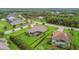 Aerial view of a neighborhood showcasing well-maintained homes and lush green landscaping at 16246 26Th E St, Parrish, FL 34219