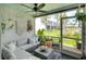 Relaxing screened patio with comfortable seating, fan, and serene views of the property at 4727 Sabal Key Dr # 4727, Bradenton, FL 34203