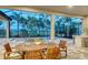 Screened outdoor dining and pool area offering a relaxing space with palm trees and serene views at 4809 Benito Ct, Bradenton, FL 34211