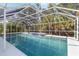 Sparkling pool enclosed by a screen, surrounded by lush green trees and landscaping for privacy and shade at 5266 Wagon Wheel Dr, North Port, FL 34291
