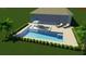 Pool rendering with sun loungers, hot tub and covered area at 5709 Wild Sage Cir, Sarasota, FL 34238