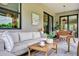 Inviting patio featuring an outdoor seating area and dining space, perfect for relaxation and entertainment at 5843 Wake Forest Run # 104, Bradenton, FL 34211