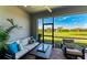 Relaxing screened patio featuring plush seating and an outdoor view at 7136 Summerland Cv, Bradenton, FL 34202