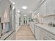 Beautiful white kitchen featuring modern appliances, sleek cabinetry, and plenty of counter space at 7817 Alhambra Dr, Bradenton, FL 34209
