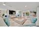 Bright living room boasts stylish furnishings and an open layout to the pool area at 7817 Alhambra Dr, Bradenton, FL 34209