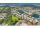 Serene aerial view of homes in a lakeside community surrounded by mature trees and manicured lawns at 9016 30Th E St, Parrish, FL 34219
