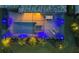 Aerial view of the lanai and pool highlighting outdoor lighting and design at 15607 White Linen Dr, Bradenton, FL 34211