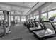 Well-equipped fitness center featuring modern cardio equipment and large windows for natural light at 15607 White Linen Dr, Bradenton, FL 34211