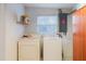 Functional laundry room featuring a washer, dryer, and storage solutions for efficient organization at 4015 Asbury Pl, Sarasota, FL 34233
