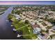 Scenic aerial view of waterfront homes, docks, and lush landscaping along the canal and neighborhood at 4844 14Th E Ave, Bradenton, FL 34208