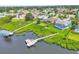 Aerial view of waterfront homes with private docks at 4844 14Th E Ave, Bradenton, FL 34208