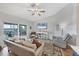 Bright living room with comfortable seating, a ceiling fan, and sliding glass doors to the lanai at 4844 14Th E Ave, Bradenton, FL 34208