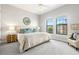 Bedroom with carpeting, a decorative mirror, and two large windows at 5011 Tivoli Run, Bradenton, FL 34211