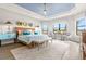 Serene main bedroom with tray ceilings, water views, and a calm, inviting color palette for ultimate relaxation at 5011 Tivoli Run, Bradenton, FL 34211