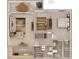 Detailed floor plan showcasing the layout with a lanai, living room, and primary bedroom at 631 N Orange Ave # 208, Sarasota, FL 34236