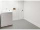 Functional laundry room with speckled floors and a new dryer ready for use at 6572 Mauna Loa Blvd, Sarasota, FL 34241