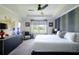 Relaxing main bedroom with neutral tones, a comfortable bed, and a view to the outdoors at 7155 Boca Grove Place Pl # 202, Lakewood Ranch, FL 34202