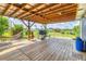Covered backyard deck with a grill, hammock and open views at 7745 Wauchula Rd, Myakka City, FL 34251