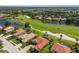 Picturesque golf course view with a sandy bunker and vibrant green grass with distant homes and sky at 9719 Discovery Ter, Bradenton, FL 34212