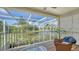 Relaxing screened lanai with water view, tropical landscaping, and comfortable wicker furniture at 12520 Natureview Cir, Bradenton, FL 34212