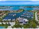 Stunning aerial view of the marina and waterfront community, showcasing boat slips and coastal living at 1527 Buoy Ln, Osprey, FL 34229