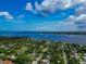 Breathtaking aerial shot featuring waterfront views in a residential neighborhood surrounded by trees at 326 25Th W St, Bradenton, FL 34205