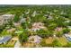 Expansive aerial view of the property surrounded by lush greenery in a residential neighborhood at 4253 Prairie View Dr, Sarasota, FL 34232