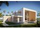 A modern home boasts clean lines, architectural wood elements, and an inviting outdoor living area by the pool at 2470 Ringling Blvd, Sarasota, FL 34237